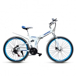 GYNFJK Bike GYNFJK Folding Mountain Bicycle Bike variable speed double shock disc brakes 26 inch student adult men and women Portable bicycle, White