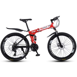 GYXZZ 26 inch Mountain Bike Folding Bikes with Disc Brake 27 Speed Bicycle Full Suspension MTB Bikes for Men or Women Foldable Frame,Red,40