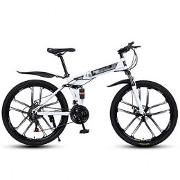 GYXZZ Bike GYXZZ 26 inch Mountain Bike Folding Bikes with Disc Brake 27 Speed Bicycle Full Suspension MTB Bikes for Men or Women Foldable Frame, White, 30