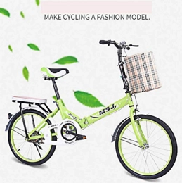 GYXZZ Bike GYXZZ Bikes First Class Folding City Bike 20" Comfort Saddle Ladies Cruiser Bike with Basket, Green