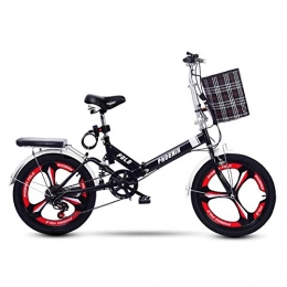 GZMUK Folding Bike GZMUK 20 Inch Folding Bike for Adult And Women Teens, Mini Lightweight Bicycle for Student Office Worker Urban Commuter Bike, Black