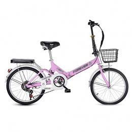 GZMUK 7 Speed Folding Bike for Adult Men And Women Teens, 20 Inch Mini Lightweight Foldable Bicycle for Student Office Worker Urban Environment,Pink