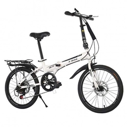 GZMUK Folding Bike GZMUK Carbon Steel Foldable Bicycle 20 Inches Adult Bicycles for Men Woman Dual Disc Brake System, White