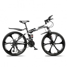 H-LML Bike H-LML Mountain folding bicycle 26 inch speed 27 speed men and women off-road racing double shock absorber bicycle six-knife folding bike, White