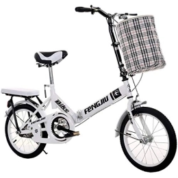 HAO YU Folding Bike HAO YU Foldable Bike with Baskets 16 Inch Unisex, Foldable Bike Beach