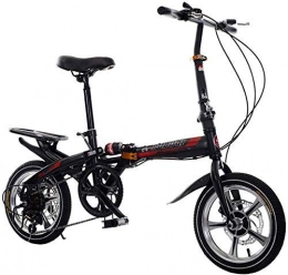 HAOT Folding Bike HAOT 14 Inch 16 Folding Speed Bicycle One Wheel Folding Bicycle Student Car Adult Bicycle Speed Disc Brakes Men And Women, Red, 14inches (Color : Black, Size : 14inches)