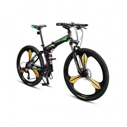 Haoyushangmao Folding Bike Haoyushangmao Mountain Bike, Bicycle, Foldable, Adult Male Speed Mountain Bike, 26" 27-speed, Double Shock Absorption The latest style, simple design (Color : Black green, Edition : 27 speed)
