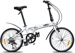 HCMNME Folding Bike HCMNME durable bicycle Adults 6 Speed Mountain Bike, 20Inch Portable City Foldable Bikes, High-Carbon Steel Frame Bicycle Alloy frame with Disc Brakes (Color : White)