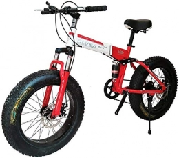 HCMNME Folding Bike HCMNME durable bicycle, Folding Bicycle Mountain Bike 26 Inch with Super Lightweight Steel Frame, Dual Suspension Folding Bike and 27 Speed Gear, Red, 7Speed Outdoor sports Mountain Bike Alloy fram