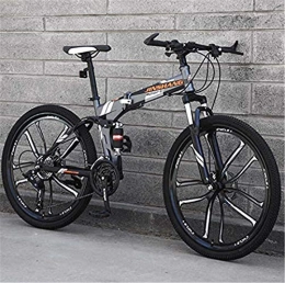 HCMNME Folding Bike HCMNME durable bicycle Folding Bike Mountain Bikes Bicycle for Adults, Full Suspension Folding MBT Bikes Bicycle, High Carbon Steel Frame, Steel Disc Brake Alloy frame with Disc Brakes