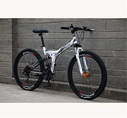 HCMNME Folding Bike HCMNME durable bicycle Folding Mountain Bikes for Men Women Adults, High Carbon Steel Frame Full Suspension MBT Bikes with MAQISI Tire / PVC And Aluminum Alloy Pedals Alloy frame with Disc Brakes