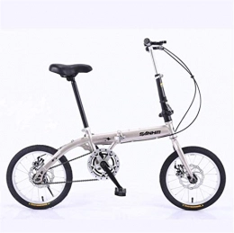 HCMNME Folding Bike HCMNME Mountain Bikes, 14 inch lightweight folding bicycle single speed disc brake bicycle champagne gold-A Alloy frame with Disc Brakes