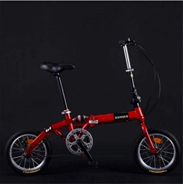 HCMNME Folding Bike HCMNME Mountain Bikes, 14 inch lightweight folding bicycle single speed disc brake shock absorbing bicycle red Alloy frame with Disc Brakes