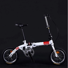 HCMNME Bike HCMNME Mountain Bikes, 14 inch lightweight folding bicycle single speed disc brake shock absorbing bicycle white Alloy frame with Disc Brakes