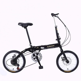 HCMNME Folding Bike HCMNME Mountain Bikes, 14 inch lightweight folding bicycle variable speed disc brake bicycle black-A Alloy frame with Disc Brakes