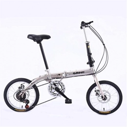 HCMNME Folding Bike HCMNME Mountain Bikes, 14 inch lightweight folding bicycle variable speed disc brake bicycle champagne gold-A Alloy frame with Disc Brakes
