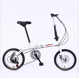 HCMNME Folding Bike HCMNME Mountain Bikes, 14 inch lightweight folding bicycle variable speed disc brake bicycle white-A Alloy frame with Disc Brakes