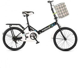 HCMNME Bike HCMNME Mountain Bikes, 20-inch folding bicycle student folding non-speed bicycle shock-absorbing bicycle Alloy frame with Disc Brakes (Color : Black, Size : With box)