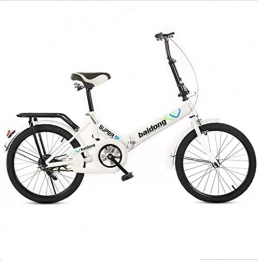 HCMNME Bike HCMNME Mountain Bikes, 20-inch folding bicycle student folding non-speed bicycle shock-absorbing bicycle Alloy frame with Disc Brakes (Color : White, Size : With box)