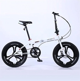 HCMNME Folding Bike HCMNME Mountain Bikes, Folding Bicycle 20-inch Lightweight Adult Bicycle Super Light Portable Student Bicycle-White Alloy frame with Disc Brakes