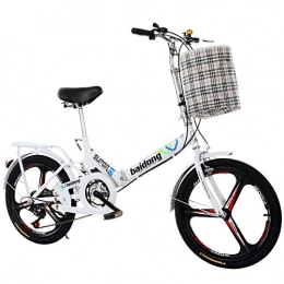 HELIn Bike HELIn Women's Single-Speed Beach Cruiser Bicycle Adult Mountain Bike Folding Bikes for Men Women Lightweight Folding Casual Bicycle with Bring basket (Color : White)