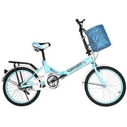HEMSAK Folding Bike HEMSAK Folding Bike, Lightweight Aluminum Frame Single Speed Folding Bike, Dual Disc Brake Non-Slip Folding Bikes for Adults / Men / Women Ultra-Light Portable, Blue
