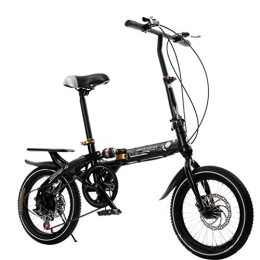 HerfsT 16" Folding Bike Commuter Lightweight Aluminum Frame,6 Speed Rear derailleur Folding City Compact Bike Bicycle Urban Commuter with Rear Carrier, Folded Within 10 Seconds