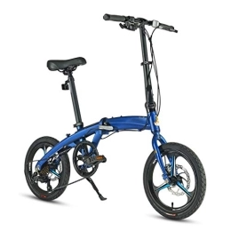 HerfsT Folding Bike HerfsT 16in Folding Bikes for Adult Lightweight Aluminum Frame 7-Speed Folding Bike City Mini Compact Bike Bicycle Urban Commuters, with Disc Brakes