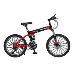 HEZHANG Folding Bike HEZHANG 20 inch Folding Bike, 7-Speed Student Mountain Bike with Front and Rear Mechanical Brakes, for Boys and Girls, Black