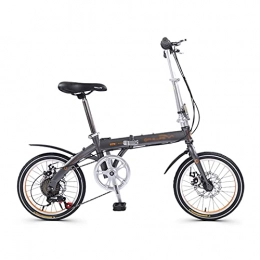 HEZHANG Folding Bike HEZHANG Folding Bike, 16 inch Comfort Mobile Portable Compact 6 Speed Foldable Bicycle for Men Women - Students and Urban Commuters, Grey