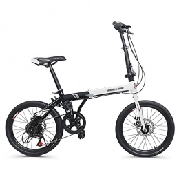 HEZHANG Folding Bike HEZHANG Folding Bike, 20-Inch 6-Speed City Commuter Bike, High Carbon Steel Frame, Mechanical Disc Brake, for Children and Adults, White