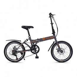 HEZHANG Bike HEZHANG Folding Bike, 20-Inch Speed Road Bike with Mechanical Double Disc Brakes and Rear Shocks, for Outdoor Outings and Commuting, Grey