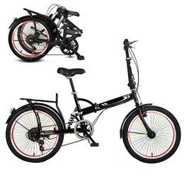 HFJKD Folding Bike HFJKD 20 Inches Adult Foldable City Commuter Bicycles, Lightweight MTB Bike, 6 Speed Folding Bicycle, Mens Womens Mountain Bike