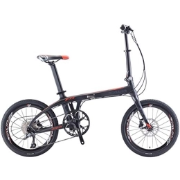 HFJKD Folding Bike HFJKD Folding Bicycle, 20 inch Carbon Fiber Folding Mountain Bike, 9-speed variable speed dual disc brake adult bicycle, Safe, easy to carry, A