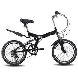 HFJKD Folding Bike HFJKD Portable light bicycle, 6-speed Folding bicycle, Front and rear shock-absorbing high-carbon steel frame, Anti-skid rubber tires, for adult students, Black