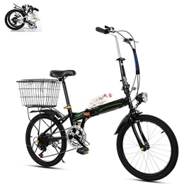 HFJKD Folding Bike HFJKD Student Portable Folding Leisure Bicycle, Carbon steel frame, Anti-skid wear-resistant tires, 20 Inch Folding Variable Speed Bicycle, for most people, Black