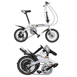 High Quality Brand Bike High Quality Brand Folding bicycle speed double disc brakes ultra light men and women mini children bicycle mountain bike white 14 inches