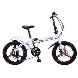 HJ Folding Bike hj Folding Bicycle, 20-Inch Folding Mountain Bike Single Shock-Absorbing Bicycle Adult Student Men And Women-Style Rear Seat Bicycle, White