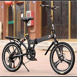 HJ Folding Bike hj Folding Bicycle, Student Foldable High Carbon Steel One Wheel Two Bicycle 20 Inch City Sports Travel Bicycle Adult Student Bike, Black