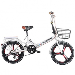 HLMIN-Bike Folding Bike HLMIN 20-Inch Folding Bike With Suspension Commuting Exercise Lightweight (Color : White, Size : 20 Inch)