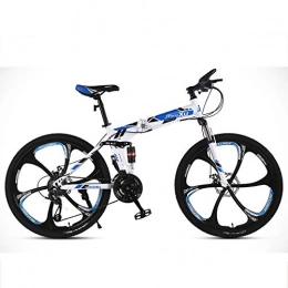HLMIN-Bike Bike HLMIN 26-inch Folding Bike Dustproof Rear Dual Shock Absorption High-carbon Steel Frame Tough Lightweight, 4 colour (Color : Blue, Size : 27Speed)
