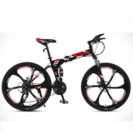 HLMIN-Bike Bike HLMIN 26-inch Folding Bike Dustproof Rear Dual Shock Absorption High-carbon Steel Frame Tough Lightweight (Color : Red, Size : 24Speed)