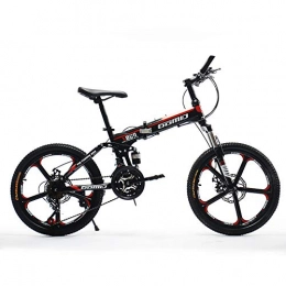 HLMIN-Bike Folding Bike HLMIN Folding Bike 21 Speed Mountain Bike 20 Inches 5-Spoke Wheels MTB Dual Suspension Bicycle (Color : Black, Size : 21speed)