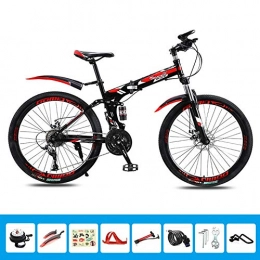 HLMIN-Bike Folding Bike HLMIN Folding Bike, 26'' 4 Speed Variable Speed Off-road Front And Rear Shock Absorption Bike (Color : Red, Size : 21Speed)
