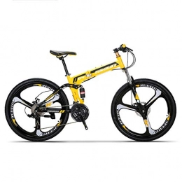 HLMIN-Bike Bike HLMIN Folding Bike 26 Inches Folding Mountain Bike 27 Speed Full Suspension Bicycle Dual Disc Brake MTB (Color : Yellow, Size : 27Speed)