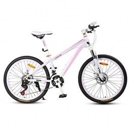 HLMIN-Bike Folding Bike HLMIN Folding Mountain Bike 24 Speed / 27 Speed Full Suspension Bicycle 26 Inch Off-road Racing2 Colour (Color : White+pink, Size : 24Speed)