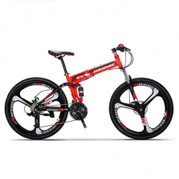 HLMIN-Bike Folding Bike HLMIN Folding Mountain Bike 27 Speed Bicycle Full Suspension MTB Foldable Frame 26" 3 Spoke Wheels (Color : Red, Size : 27Speed)