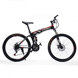 HLMIN-Bike Bike HLMIN Mountain Bike 21 24 27 Speed Bicycle Steel Frame Dual Suspension Folding Bike (Color : Black, Size : 21speed)