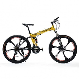 HLMIN-Bike Folding Bike HLMIN Mountain Bike 21 24 27 Speeds Front Dual Suspension Folding Bike 5-Spoke Wheels MTB (Color : Blue, Size : 21speed)