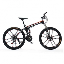 HLMIN-Bike Folding Bike HLMIN Mountain Bike 21 24 27Speed Steel Frame 26 Inches Wheels Dual Suspension Folding Bike (Color : Black, Size : 21speed)